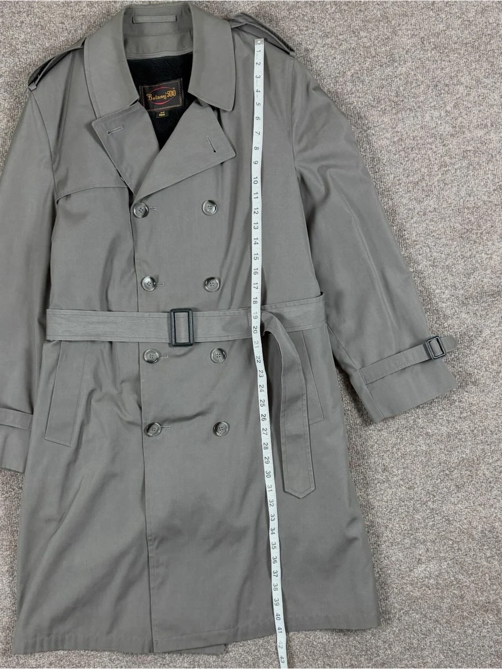 Botany 500 Grey Double Breasted Belted Trench Coat Removable Fur Lining Men’s 40